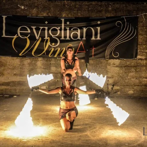 spettacolo con il fuoco di notte